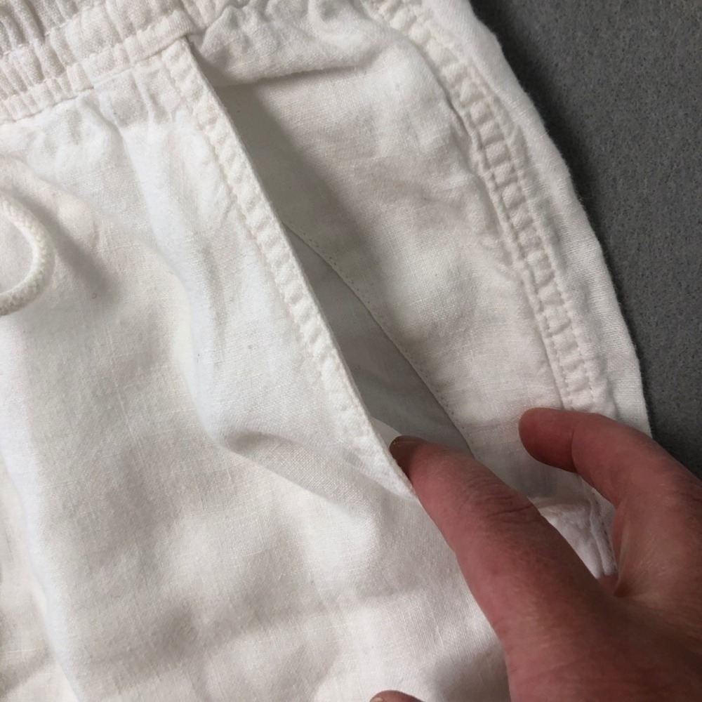 Vilebrequin Cargo Shorts Mens Small White 100% Linen Drawstring Elastic Waist View 2